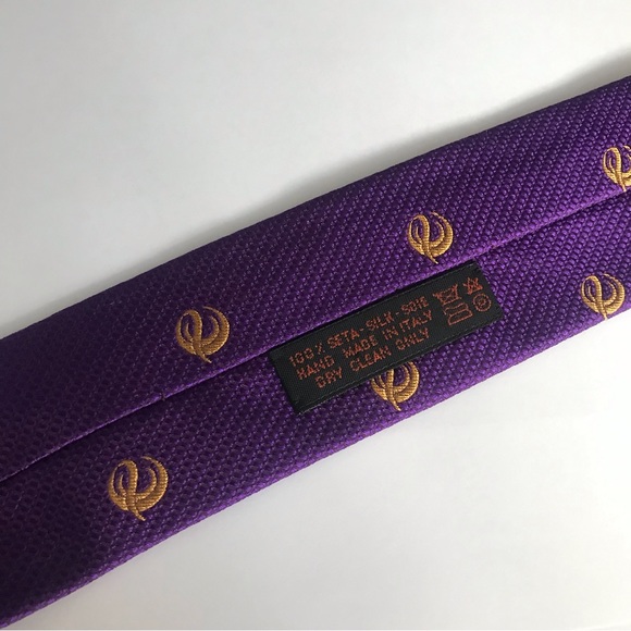 New Dolcepunta Italian Tie Purple & Gold Monogram Pattern Bridal Party Must Have - Picture 3 of 7